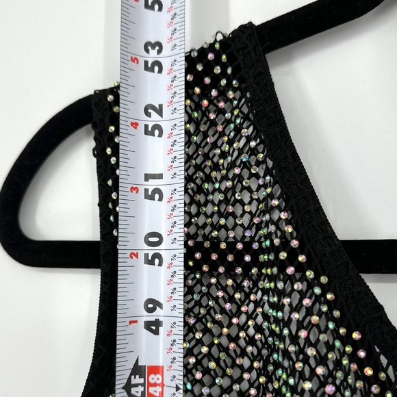 NWT Mew Mews Black Rhinestone Bowie Mesh Diamond Feather Bandage Maxi Dress L - Picture 14 of 15
